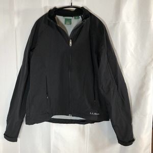 L.L.Bean Black Rain Jacket Windbreaker Women Small Full Zip